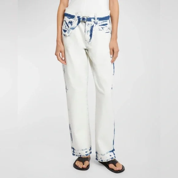 Proenza Schouler Ellsworth Bleached Boyfriend Jeans with Belt size29